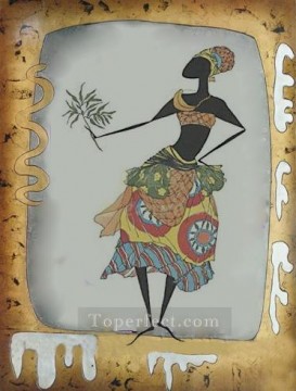 オリジナルの装飾 Painting - 黒人女性の給餌ヘビの壁の装飾オリジナル